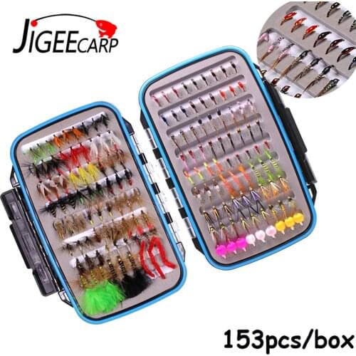 153PCS/box Wet Dry Flies Nymph Box Set Trout Fishing Fly Lures Fly Fishing Flies Carp Fly Fishing Artificial Fish Bait