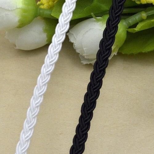 5Meters Width 5mm White Black Twisted Polyester Woven Lace Trim Knit Ribbon Braid Curved Lace Belt