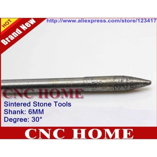 5pc 30 Degree 6mm Sintered Stone CNC Diamond Engraver Router Bits, Diamond Tools Engraving Bits for Tile Granite