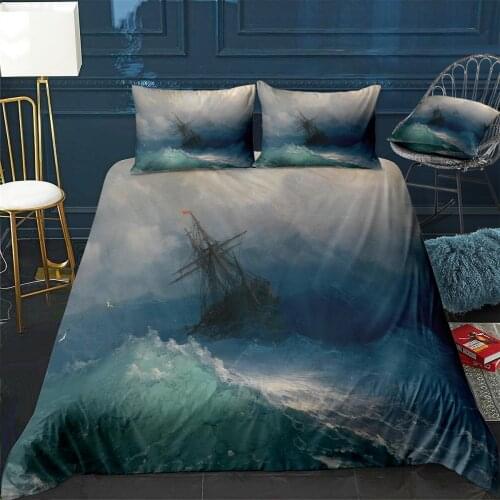 Aivazovsky Storm Quilt Cover Pillowcase 3Piece Comforter Bedding Set With Pillow Case Single Double Duvet Cover Home Decora