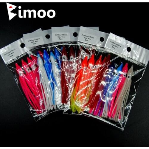 Bimoo 2bags=10pcs 9cm Soft Squid Skirts Orange Red Pink Blue Luminous Plastic Octopus Skirt