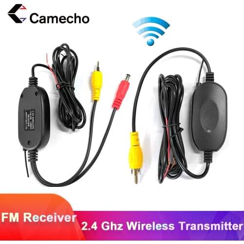 Camecho Wireless Rear View Camera 2.4Ghz RCA Video Transmitter & Receiver Kit for Car Rearview Monitor FM Transmitter & Receiver