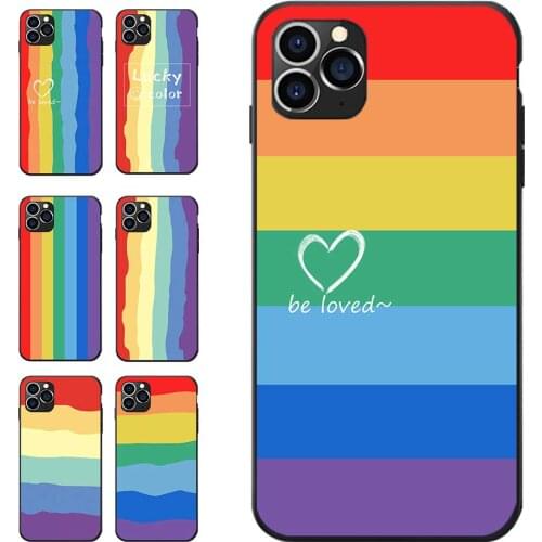 For iPhone12 Mini 6 7 8 S XR X Plus 11 Pro Max SE 2020 Rainbow Colourful Be Loved Lucky Theme Soft TPU Phone Cases Text