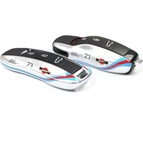 New Key Cover For Porsche Boxster Cayenne Panamera Macan Cayman 911 918 971 9YA Key Hard Case Cap Hard Shell Silver No.23 Racing