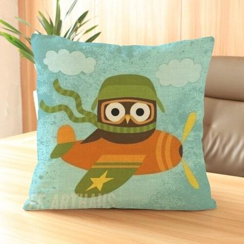 Cute Owl Cartoon Animal Cushion Cotton Linen Home Decorative Sofa Chair Throw Pillows Childrens Room Bedroom Decor Pillowcase