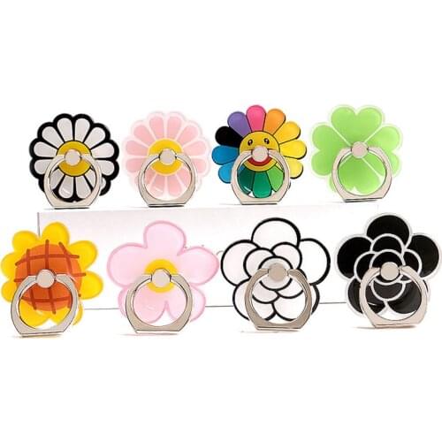 360 Degree Flower Sunflower Cartoon Finger Ring Smartphone Stand Holder Mobile Phone Holder Stand For iPhone Xiaomi All Phone