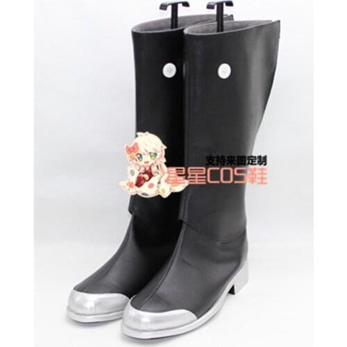 Twin Star Exorcists Enmadou Rokuro Black Long Cosplay Shoes Boots X002