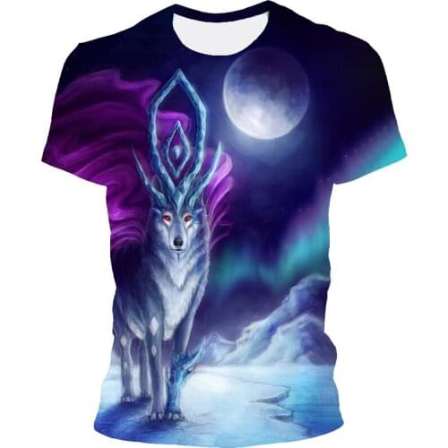 Fashion hot sale 3D printing new wolf king wolf queen print round neck T-shirt hip-hop street Harajuku top plus size sexy wolf f