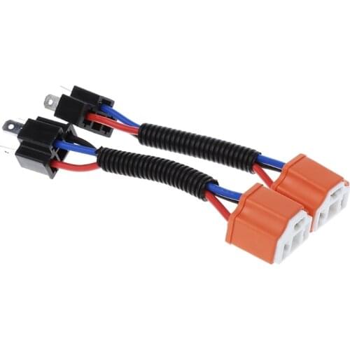 2Pcs H4 9003 Ceramic Wire Harness Plug Cable Headlights Connector Extension New