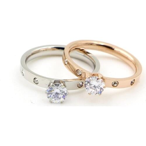 Martick Free Shipping Generous Style Ring 316L Stainless Steel With Big Clear Dazzling CZ For Lady Present Jewelry R23