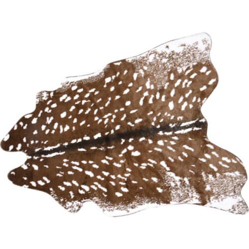 LISM Faux Cow Hide Rug Sika Deer Skin Rug Imitation Animal Skin Pelt Shape Handmade Simulation Leather Floor Area Carpert