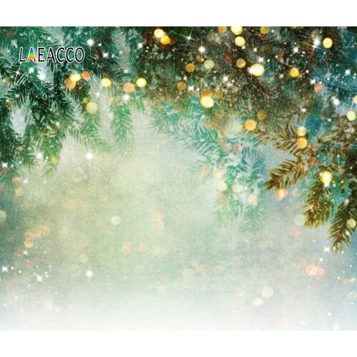 Laeacco Pine Branches Light Bokeh Snow Baby Birthday Photophone Photography Backgrounds Photographic Backdrops For Photo Studio