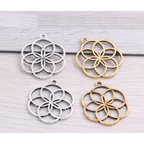 SWEET BELL 20PCS 25*30mm Metal Alloy Two Color Flower Charms Pendants for Jewelry Making DIY Handmade Craft