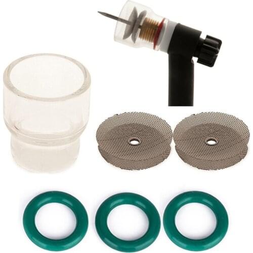 ABSF Pyrex Tig Welding Cup Kit for Tig Torches Wp-9 & Wp-17 Gas Lens 1.6Mm and 2.4Mm #12 Size Cup with Stainless Steel Filters