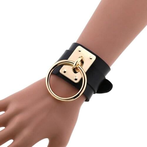 PU Leather Wristband Bracelet Cuff Goth Metal Armbands Gothic Punk Bracelets 2020 New Fashion Women Men Cosplay Ornaments