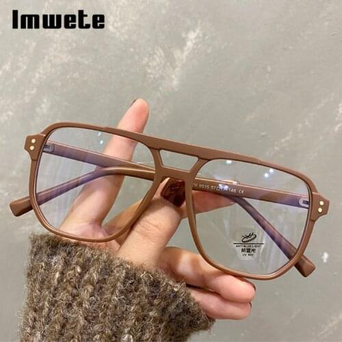 Imwete Vintage Glasses Frame for Women Anti-Blue Light Computer Eyeglasses for Men Fashion Luxury Optical Spectacles