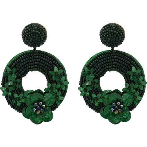 Wholesale JUJIA Flower Beads Drop Earrings For Women Wedding Statement Jewelry Charm Luxury Dangle Bijoux Party Gifts Bohemian