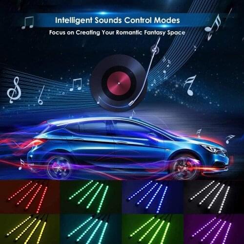 Interior Car Lights LED USB Multicolor Music RGB Led Strip Lights Atmosphere Lighting Kit Sound Actived with Remote Control