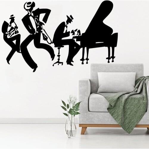 Saxophone Piano Jazz Cool Wall Sticker Home Music Decor Sax Instrument Tool Band Modern Wall Murals Poster Quality Decal Q-82