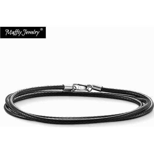 Cord Black Leather Necklace,Europe Style Rebel Good Heart Rope Chain Jewelry For Men Women,2018 Gift In 925 Sterling Silver