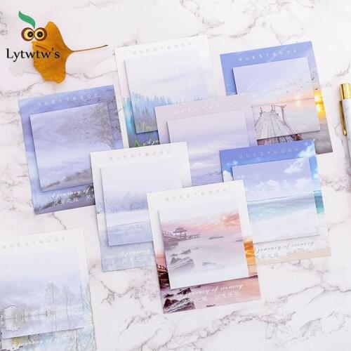 1 Pcs Lytwtws Korean DIY Kawaii Creative Painting Sticky Notes Creative Notepad Filofax Memo Pad Post Office School Stationery