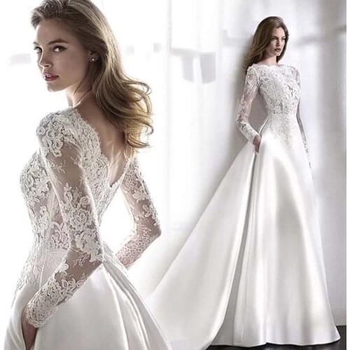 Wedding Dresses 2021 Bride Dress Elegant Full Case Court Train Vestido De Noiva A-line Princess Luxury Light Wedding dress