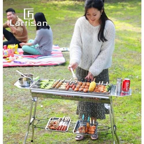 Outdoor Grill Stainless Steel Barbecue Grill Household Charcoal Indoor Carbon Barbecue Stove Outdoor Smoke-Free Kebabs Utensils