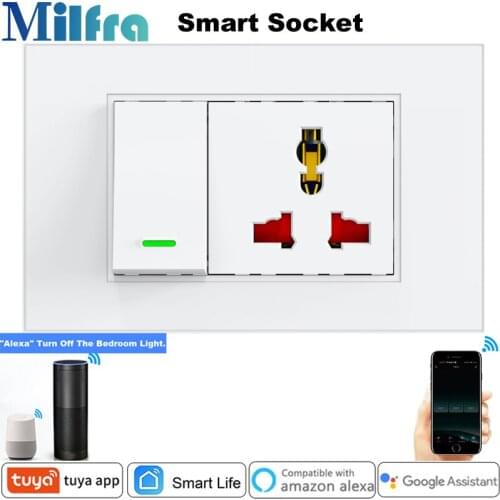 Milfra Smart Switch with Universal Socket Smart Power Outlet Phone Control Socket for Google Assistant Alexa Tuya Smart Life App