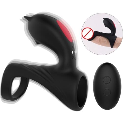 Wearable Remote Control Female Clitoris Joint Vibrator, Clitoris Penis Stimulation Delay Ejaculation, Locking Ring Fun Toy