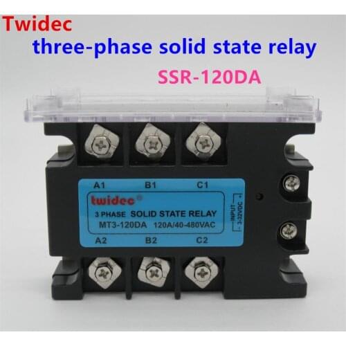 High quality Three Phase Solid State Relay SSR-120DA Relay 3-32VDC to 30-480VAC SR Relay Solid State Three Phase dc to ac Rele