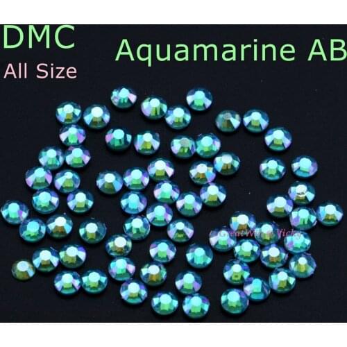 Aquamarine AB Color DMC Hotfix Rhinestones Bright Glass For Garment Accessories SS6 SS10 SS16 SS20