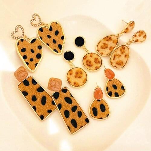 Leopard Women Earrings Heart Pendientes Earrings Stud Earrings 2020 New Style Fashсережки необычные Geometric Dangler Jewelry