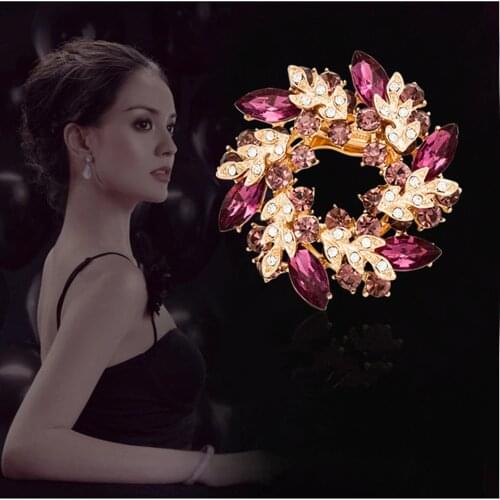 10pcs/lot Free Shipping Decorative Rhinestone Garment Jewelry Brooch Pin Bridal Wedding Crystal Flower Brooch Pins X0703