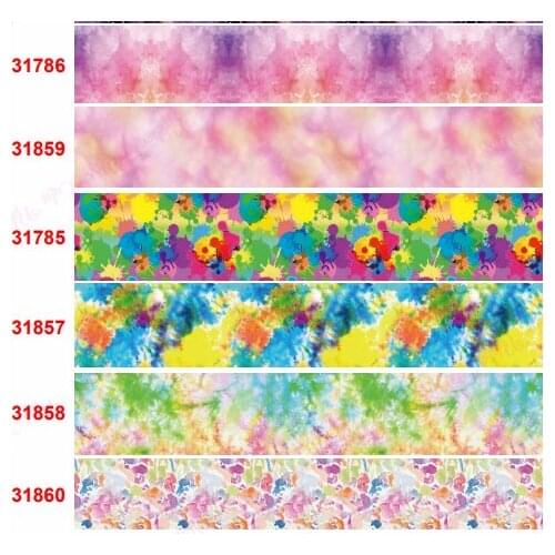 16mm-75mm Colorful Magic Series Oil Paint Graffiti Printing Grosgrain/Enemy Ribbon Christmas Party Decoration 50 Yards/Rull
