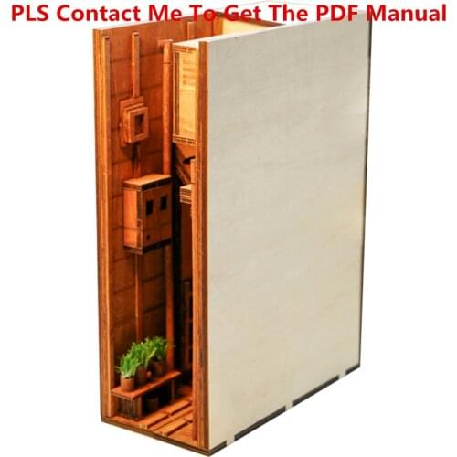 3D DIY Street Rear Lane Bookcase Wooden Assembled Model Bookshelf Home Table Decor - Type B S/ M