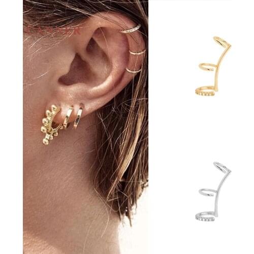 CANNER Real 925 Sterling Silver Earrings For Women Fashion Personality Trend Clip Earring Stud Earrings Korean Jewelry Brincos