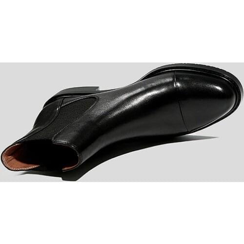 Mordoan Chelsea short boots womens Genuine Cow Leather flat bottom and velvet British style Thick heel Ankle boots women‘s