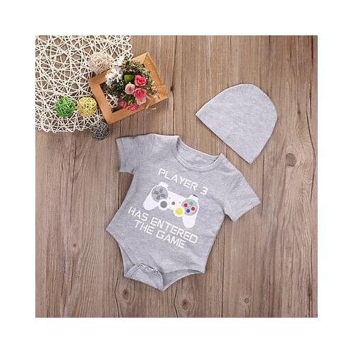 Citgeett 2Pcs/Set Cotton Newborn Infant Baby Boy Girls has entered the game Romper Jumpsuit Clothes Outfits SS