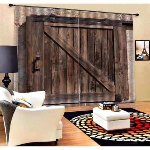Wood door curtains 3D Curtain Luxury Blackout Window Curtain Living Room Blackout curtain