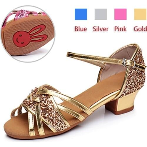 Child Dance Shoe For Girls/Kids/Women Ballroom Latin Shoe Ladies Modern Tango Salsa Sandals Dancing Shoe 3.5CM Low Heel