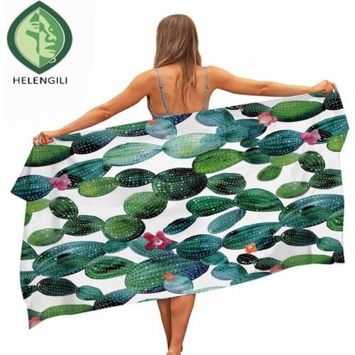 HELENGILI Cactus Plant Microfiber Pool Beach Towel Portable Quick Fast Dry Sand Outdoor Travel Swim Blanket Thin Yoga Mat