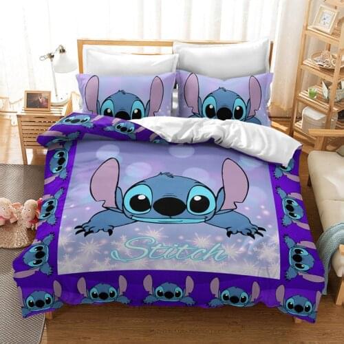 Disney Cartoon Stitch Bedding Sets for Kids Soft Duvet Cover Lilo&Stitch Bedspread Single Twin Full Queen King Size Bedding Set