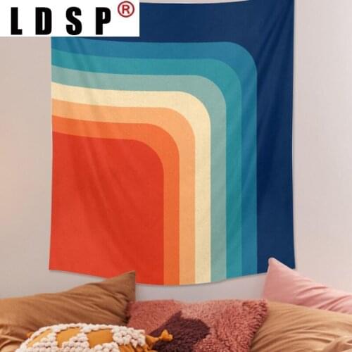 LDSP Rainbow Geometric Tapestry Wall Hanging Covering Rugs Background Cloth Beach Mat Blanket Art Bedroom Living Home room Decor