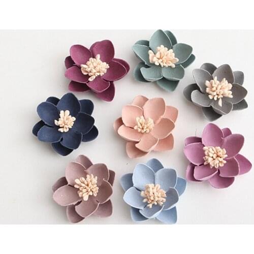 3.5cm small flower Polyester Rosette stamen Flower Heads Handmade Headwear Hair bow Materials DIY Sewing Craft