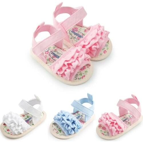 0-18M Cute Newborn Infant Girls Summer Sandals Toddler Baby Princess Soft Sole Ruffles Sandals Shoes