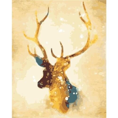 Golden Deer A Frame Diy Painting By Numbers Flowers Acrylic Paint By Number Kits Oil Paint By Numbers For Home Decors Gift