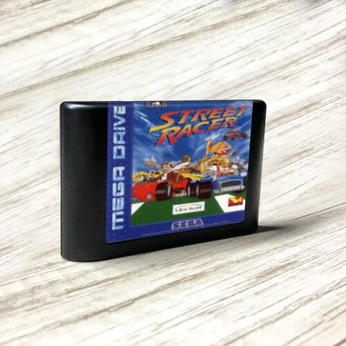 Street Racer - EUR Label Flashkit MD Electroless Gold PCB Card for Sega Genesis Megadrive Video Game Console