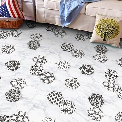 Funlife Floor Sticker Tile Decal,Black White Wall Sticker,Anti-slip For Living Room Bathroom Store,Waterproof Home Decor DB080