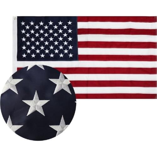 Nylon Embroidery American Flag 3x5 FT Embroidered Stars and Stripes USA US National Flags Banners