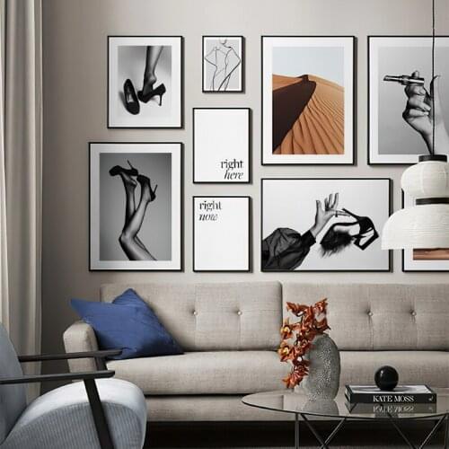 Fashion Poster Sexy High Heels Art Desert Print Canvas Painting Abstract Character Line Drawing Wall Pictures Girls Room Decor